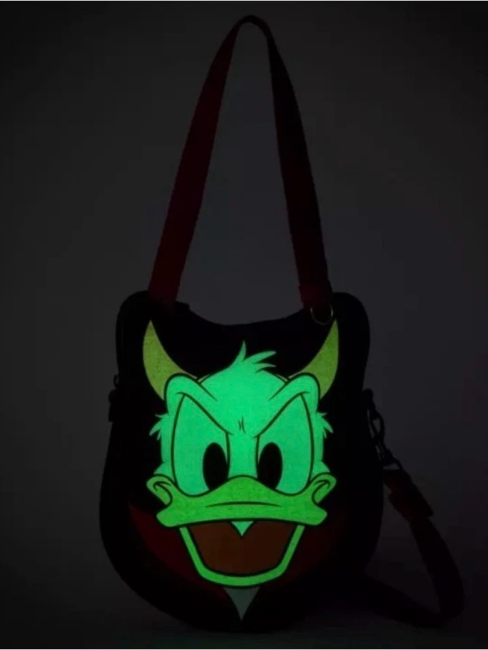 Disney Parks 2026 Halloween Donald Mini Face Glow In The Dark Tote Bag NEW - Picture 3 of 3